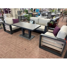 Norfolk Leisure Antigua Lounge Set With Adjustable Table - Grey/Wood Effect
