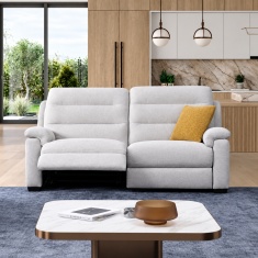 Nelson 2 Seater Fabric Sofa With 2 Power Recliners & Lumbar Support