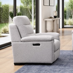 Nelson Power Recliner Fabric Chair With Lumbar Support