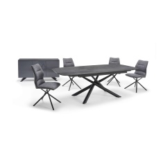 Helena High Backed Fabric Dining Chair - Stone