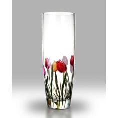 Nobile Rainbow Tulips Cylinder Vase 25cm