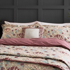 Morris & Co Artichoke Duvet Set - Dove Grey & Wine
