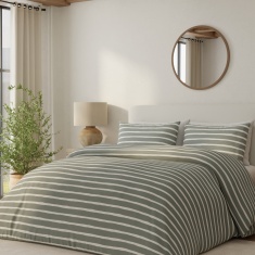 Vantona Drawn Stripe Duvet Set - Sage