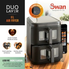 Swan SD10522BLK 11L Twin Stack Air Fryer - Black