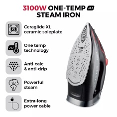 Tower T22034RED One Temp Steam Iron - Red