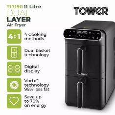 Tower T17190 11L Dual Layer Air Fryer - Black