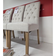 Ascot Natural Button Back Upholstered Dining Chair (Pair)