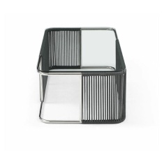 Witten Coffee Table - Polished Stainless Steel and Grey Rope