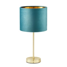 BHS Velvet Table Lamp - Teal/Brass