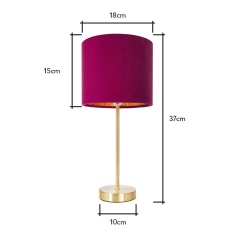 BHS Velvet Table Lamp - Raspberry Red