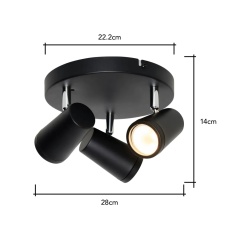 BHS Frida 3 Light Ceiling Plate - Black