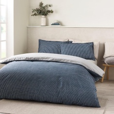 Catherine Lansfield Oxford Pinstripe Duvet Set - Navy