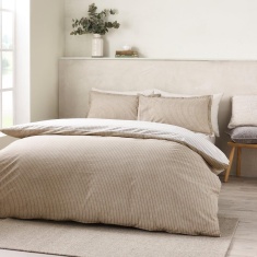 Catherine Lansfield Oxford Pinstripe Duvet Set - Natural