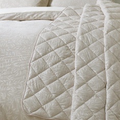Catherine Lansfield Corded Leaves Bedspread 240x260cm - Champagne