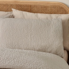 Catherine Lansfield Crinkle Seersucker Duvet Set - Natural