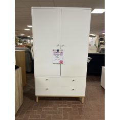 Trua 2 Drawer Wardrobe - Painted White/Lacquered Oak