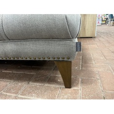Alexander & James Luisa Footstool - Naturalis Taupe Fabric, Dark Feet & Antique Studs