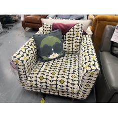 Orla Kiely Linden Chair - Sixties Stem Dusk Fabric & Multi Stem Rockpool Scatter & Oak Feet