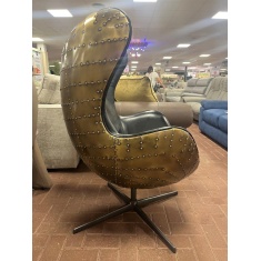 Vulcan Keeler Chair - Vintage Jet Leather & Brass