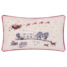 Furn Cotswold Christmas Cushion 30x50cm - Cream/Burgundy