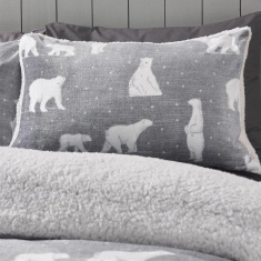 Catherine Lansfield Cosy Polar Bear Fleece Duvet Set - Grey