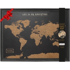 Splosh Small Desk Travel Map World Pin Board - Black