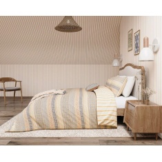 Helena Springfield Folk Stripe Duvet Set - Graphite/Copper