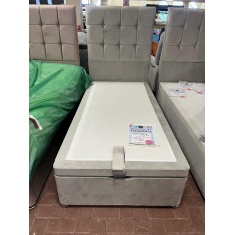 Chicago 90cm Single End Lift Ottoman Divan Base & Jasper Headboard - Velvet Silver Chicago 90cm Single End Lift Ottoman Divan Base & Jasper Headboard - Velvet Silver
