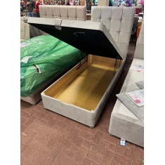Chicago 90cm Single End Lift Ottoman Divan Base & Jasper Headboard - Velvet Silver