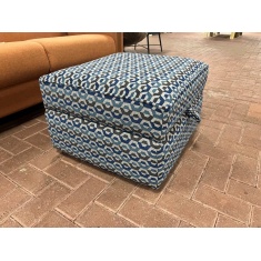 Bilbao Storage Footstool - Blue Go Hexagon Jacquard Fabric