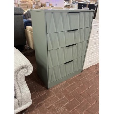 Caesar 4 Drawer Deep Chest - Reed Green & Black Handles