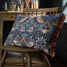 William Morris At Home Strawberry Thief 40x60cm Cushion - Blue William Morris At Home Strawberry Thief 40x60cm Cushion - Blue
