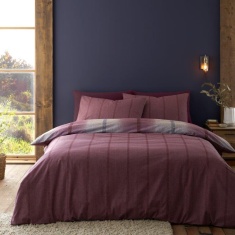 Catherine Lansfield Brushed Melrose Tweed Duvet Set - Plum