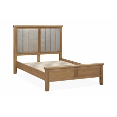 Juniper Bedstead With Upholstered Headboard - Smoked Oak