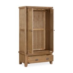 Juniper Double Wardrobe With Drawer - Smoked Oak