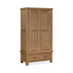 Juniper Double Wardrobe With Drawer - Smoked Oak