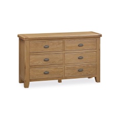 Juniper 6 Drawer Wide Chest of Drawers - Smoked Oak