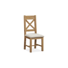 Juniper Pair of Upholstered X Back Dining Chairs - Smoked Oak
