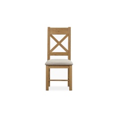 Juniper Pair of Upholstered X Back Dining Chairs - Smoked Oak