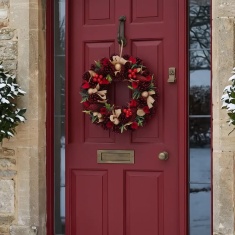 Festive Red Rose & Pinecone Wreath - 36cm Festive Red Rose & Pinecone Wreath - 36cm