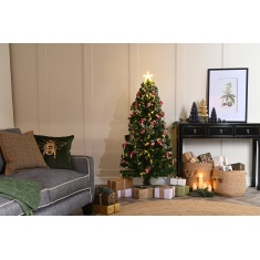 Festive Holly & Candy Cane Fibre Optic Christmas Tree - 90cm