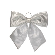 Festive Silver Metallic Effect Bow Ornament - 44cm Festive Silver Metallic Effect Bow Ornament - 44cm