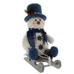 Festive Snowman Sitting On A Sledge Plush - 25cm Festive Snowman Sitting On A Sledge Plush - 25cm