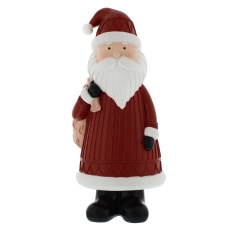 Festive White Resin Santa With Sack Decoration - 28cm Festive White Resin Santa With Sack Decoration - 28cm