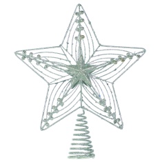 Festive Silver Laser Glitter Wired Tree Top Star - 29cm Festive Silver Laser Glitter Wired Tree Top Star - 29cm