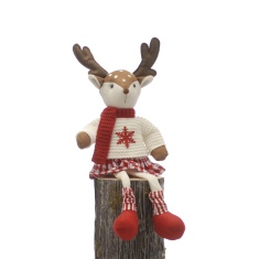 Festive Sitting Dangly Legs White Reindeer Plush - 48cm Festive Sitting Dangly Legs White Reindeer Plush - 48cm