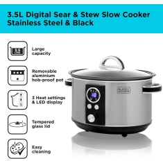 Black & Decker BXSC16044GB Sear & Stew Digital Slow Cooker 3.5L