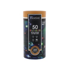 Festive 50 Battery Timer String Lights - Multicolour Festive 50 Battery Timer String Lights - Multicolour