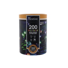 Festive 200 Battery Timer String Lights - Multicolour Festive 200 Battery Timer String Lights - Multicolour