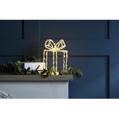 Festive Lit Acrylic Present 22cm - Warm White Festive Lit Acrylic Present 22cm - Warm White